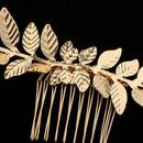 WomenGold Alloy Long Leaves Vine Hair Comb Wedding Bridal Hair Jewelry
