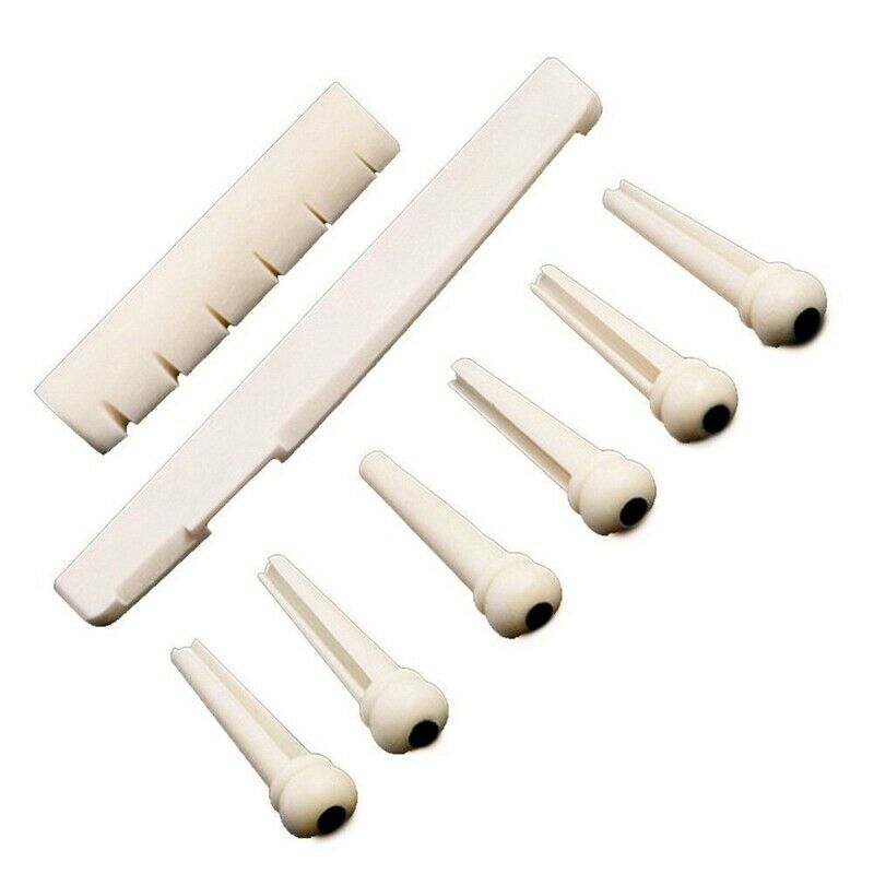 1 Sets Black and White ABS Bridge Pins & Saddle & Nut Replacement Parts for E6T6