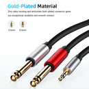 3.5mm Male 1/8" TRS Stereo Jack to 2 Dual 1/4" 6.35mm Mono TS Male Splitter Cord