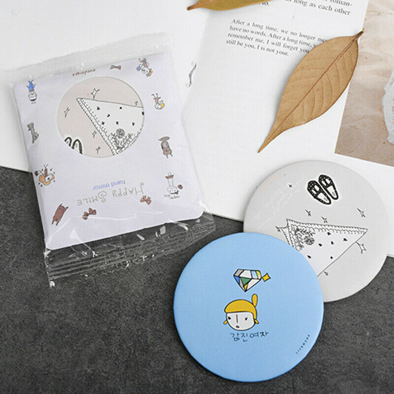 5pcs Hand Small Mini Mirror Cermin Makeup Cartoon Pocket Mirror mak JR