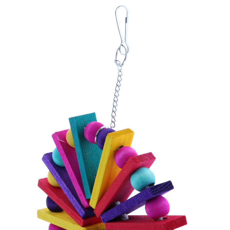 Pet Bird Parrot Excercise Training Toys - Wood Block Round Plate Beads