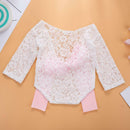 2pcs Newborn Shoot Photography Props Girls Lace Rompers Headband (Pink) A