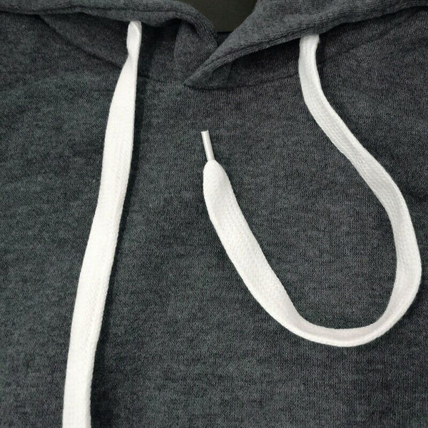 Men Fashion Warm Hip Hop Pocket Drawstring Hooded Sweatshirt Casual Solid C J3D8