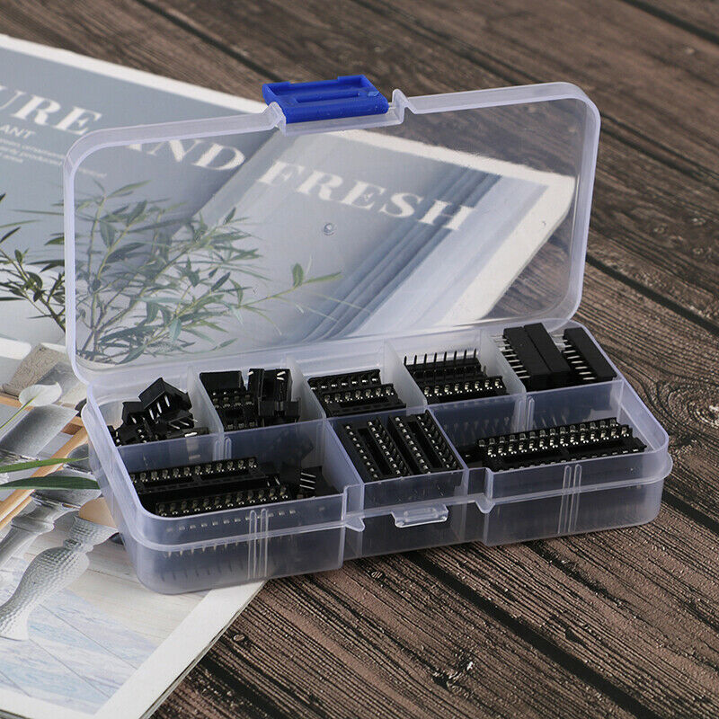66Pcs/Box DIP IC Sockets Solder Type Socket Kit 6/8/14/16/18/20/24/28 PinJCAU Tw