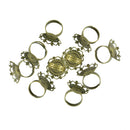 10 Brass Heart Flower Bezel Cup Ring Blanks Base Jewelry DIY Findings 25mm