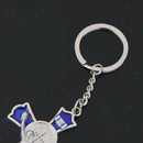 Blue Crucifix Jesus Keyring Holy Cross Key Ring Religious Catholic Gift
