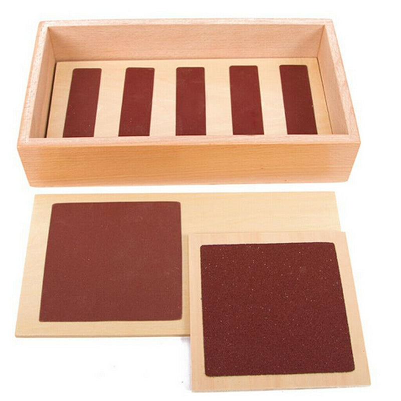 Wooden Montessori rial Material - Rough and Smooth Touch Tactile Boards in Box