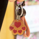 4pcs DIY Full Drill Diamond Painting Keyring Cartoon Cat Bear Paw Keychain Gifts