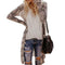Women Casual Long Sleeve Cotton Cardigan Loose Fashion Print Tops (Grey L)