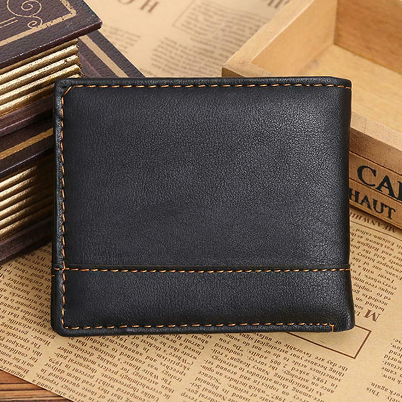 Mens Leather Bifold Wallet Credit/ID Card Receipt Holder Coin Purse
