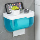 Wall Mounted Bathroom Tissue Box Self-adhesive Waterproof Blue L