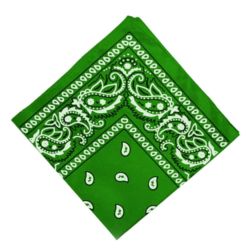 Women Men Novelty Paisley Print Cowboy Bandana Head Wrap Kerchief Green