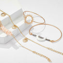 4pcs Retro Shell Flower Bracelet Slice Bangles Women Jewelry Gift (Style 2)