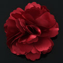 Women Girls Satin Peony Flower Hair Clip Brooch - Claret