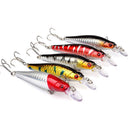 5Pcs Large Minnow Saltwater Fishing Lure Crankbait Hooks Bass Soft Bait Kit