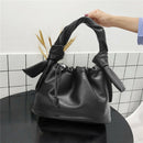 Casual Drawstring Bucket Bag Women PU Crossbody Shoulder Handbags (Black) A