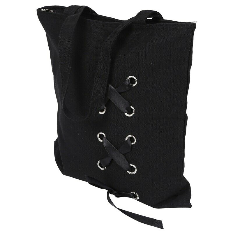New Women's Casual Lace-up Canvas Tote Bag Female Canvas Shoulder Bags cros B6W1