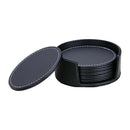Set of 6 Coasters for Drinks PU Leather Holder Coffee Tea Cups Mugs Black