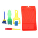 5x Sponge Roller Brush, Paint Palette Tray, Children Graffiti Painting Tool