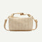 Women Straw Shoulder Bag PU Splicing Female Casual Messenger Pouch (Khaki)