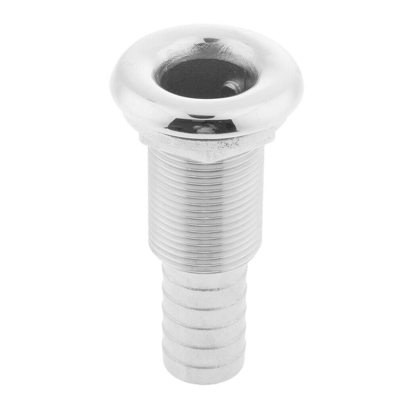 1" Hose Barb Polished 316 Stainless Steel Boat Thru Hull Fitting