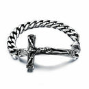 Men's Stainless Steel Jesus Crucifix Cross Curb Link Bracelet Chain 8 inch  C3A5