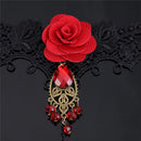 New Elegant Gothic Style Lace Red Rose Bracelet with Adjustable Finger Ring JR