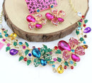 Fashion Women Rhinestone Jewelry Sets Flower Earrings & Necklace Charming Gift