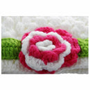 Baby Flower Crochet Beanie Handmade Hat Winter Knit Cap (White)