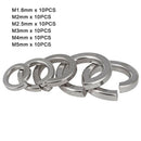 60pcs M1.6,2,2.5,3,4,5 Split Lock Spring Coil Washers Kit A2 304 Stainless Steel