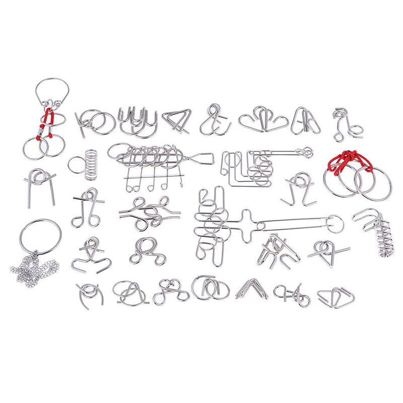 30x Metal Puzzles Chinese Puzzle Game IQ Mind Brain Teaser For Friends Gifts