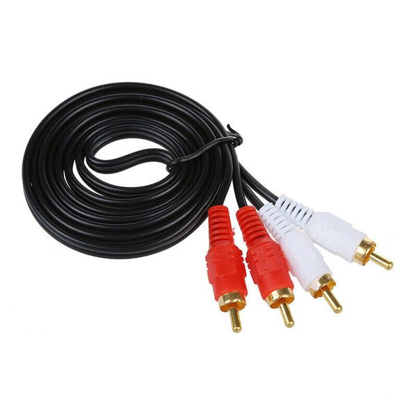 Dual RCA Phono Plug Male to Male Audio Cable Lead Connector Black 1.5M I6R3
