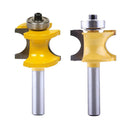 2pcs 8mm Shank Half Round Bearing Bullnose Router Bit Set Carbide Tipped Round