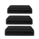 3x PU Leather Single Seat Cushion Slipcovers Covers for Sofa Couch Chairs Black