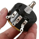 WX050 10K ohm 5W 6mm Round Shaft Rotary Wire Wound Potentiometer Black+Silv