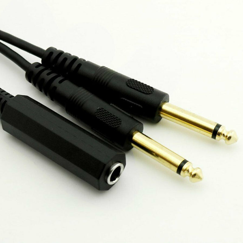 1pc 6.35mm 1/4 inch Stereo TRS Female to 2 Dual 6.35mm Mono TS Male Y Split E6A1