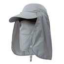 Outdoor Fishing Hat with Face Neck Flap Cover Baseball Sun Hat Gray