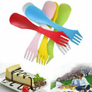 6 Plastic Camping Hiking Spork Spoon Cutter Fork Combo Travel Cutlery Uten S7E9