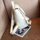 4pcs/Set Women Double Zips Backpack Crossbody Bag Handbag Key Bag(White) A