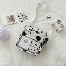 Canvas Women Crossbody Bags Cow Print Clear Splicing Shoulder Pouch (1)