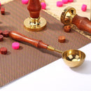 Retro Fire Sealing Wax Stick Metal Brass Spoon Wood Handle Furnace Pot Tool
