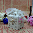 10x Cross Hollow Wedding Party Paper Favor Candy Boxes With Ribbon LJ