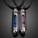 Pair of Couple Bullet Sand Clock Pendant Necklace Boy Girl Jewelry       A