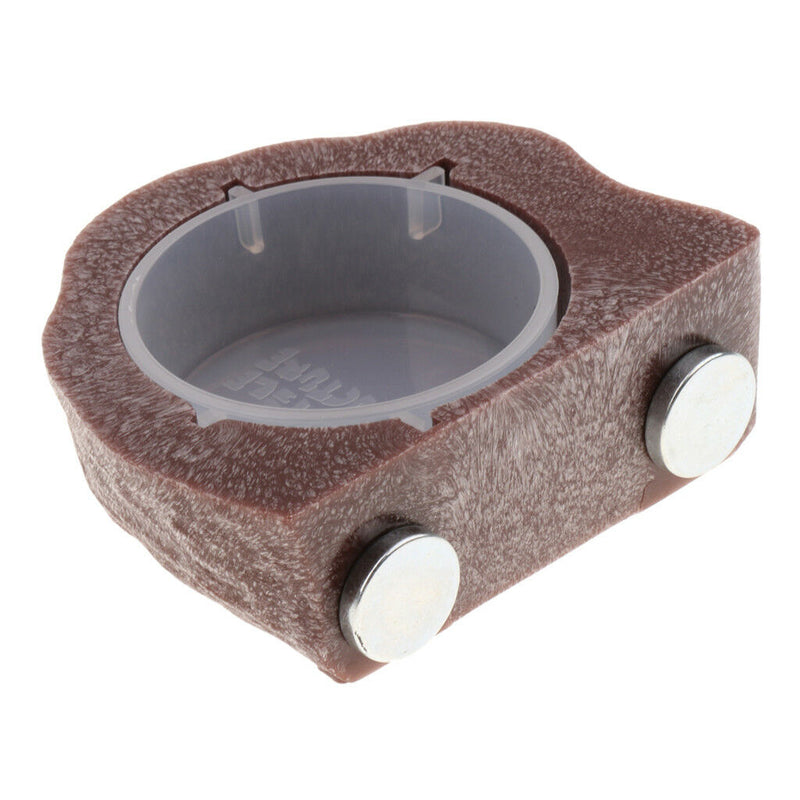 Reptile Feeder Food Holder Cup Gecko Natural Rock Look Ledge -Magnetic Brown