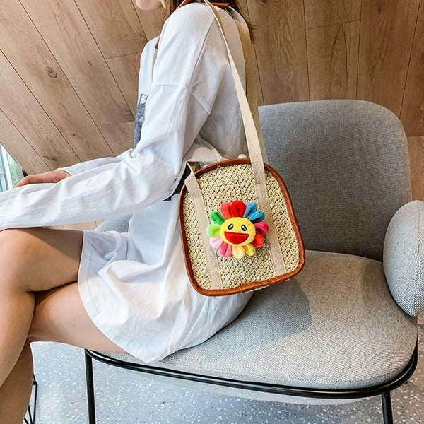 Summer Beach Straw Crossbody Shoulder Bags Women Girls Holiday Messenger Bag