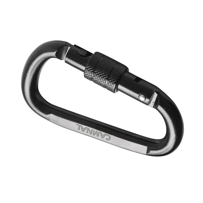 2 Pieces 30KN D Shape Carbon Steel Screw Locking Outdoor Climbing Carabiner