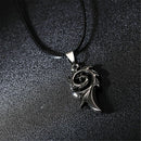 Wholesale Dragon Flame Titanium Stainless Steel Leather Chain Pendant Necklace
