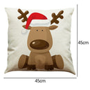 Retro Christmas Print Pillow Case Linen Pillowslip Sofa Cushions Cover (B)