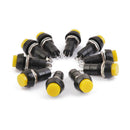 Set 10pcs Car Boat Switch Latch Locking Dash ON-OFF Push Buttons Yellow 12mm