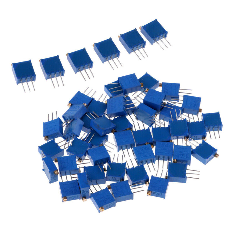 50 Pcs 20K Ohm Trimmer Potentiometer Variable Resistor 3296W